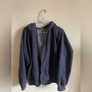 brandy melville navy oversized zip-up jacket